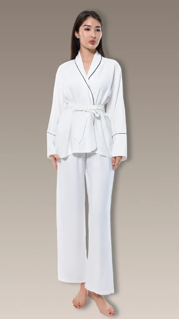 B WHITE COTTON ROBE